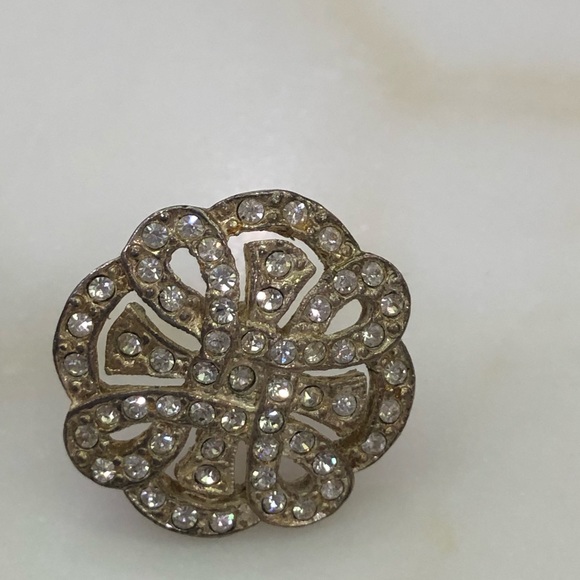 Vintage Art Deco Pierced Earrings with Sparkling Crystals!!!๐๐ - Picture 3 of 3